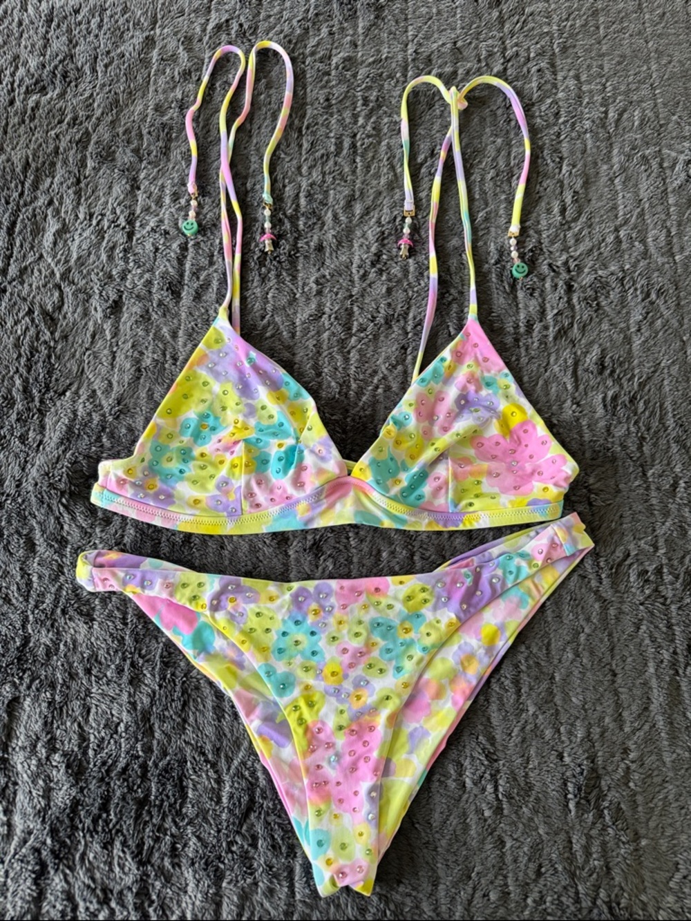 Beach bunny Pastel Tie-Dye Studded Bikini Set new!